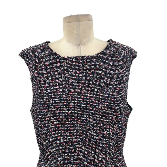 J. Crew A-line Dress in Confetti Tweed Navy Blue Pink Size 12 - Picture 3 of 15